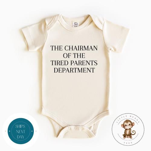 The Chairman of the Tired Parents Department Baby Onesie® | New Baby Parent Gift | Baby Shower Gift