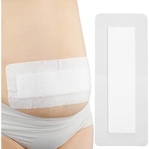 20 Pcs Water-Resistant C-Section 4"x14" Adhesive Island Bandage, Extra Long Tummy Tuck Incision Gauze Pads Abdominal Wound Shower Cover Protector C Section Recovery Must Haves