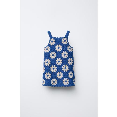 CROCHET FLOWER DRESS - Electric blue | ZARA United States