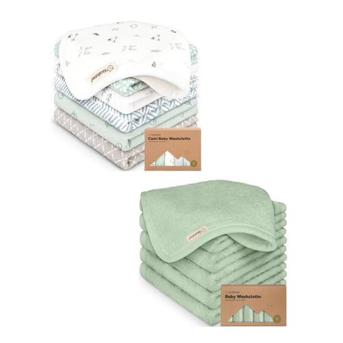 KeaBabies 6-Pack Cotton Muslin Baby Washcloths and 6-Pack Baby Washcloths - Wash Towel, Super Absorbent & Scratch-Free Rag - Soft Face Towel, Bath Towel for Kids, Newborn Bath Essentials