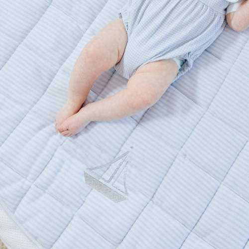 Tummy Time Mat - Lamb on Blue Mat