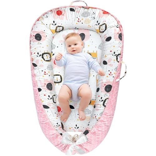 URMYWO Baby Lounger - Baby Lounger For Newborn, Breathable & Soft Baby Nest Cover Co Sleeping for baby 0-24 Months, Babies Essentials Gifts, Portable Infant Lounger Baby Floor Seat for Home and Travel