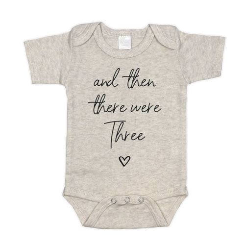 Then There Were Three Pregnancy Announcement Infant Bodysuit for Grandparents, Family and Friends (0-3 months, Natural)