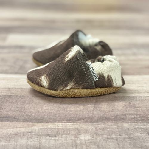 BUY 2, GET 1 FREE: Handmade Baby Moccasins - Cow Print Slippers - Western Baby Shoes - Western Baby Shower Gift - Cowhide Baby Booties