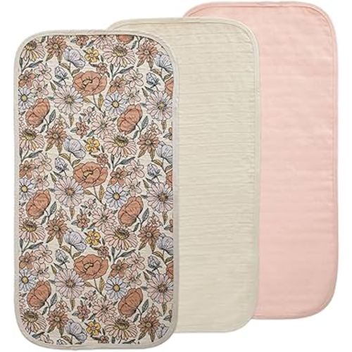 mushie Waterproof Changing Pad Liners | 100% Organic Cotton | Set of 3 (Check Combo)
