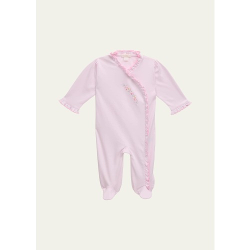 Girl's Premier Flowers Hand Embroidered Footie, Size Newborn-9M
