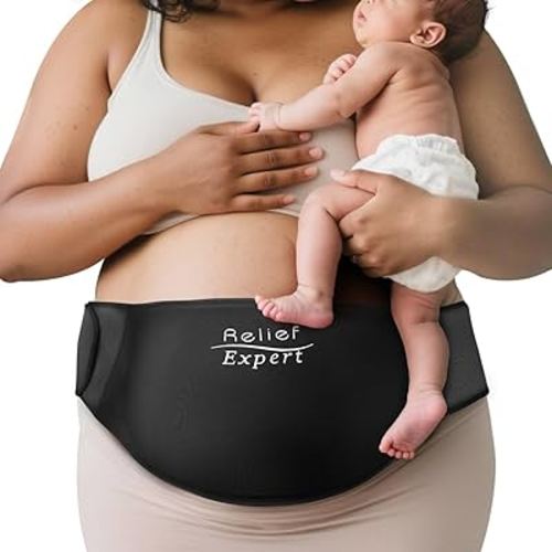 Relief Expert C-Section Hot & Cold Therapy Belly Binder – Reusable Solid Gel Ice Pack with Soft Lycra Cover, Adjustable Abdominal Wrap for Post-Op Recovery and Kicks Protection-Black