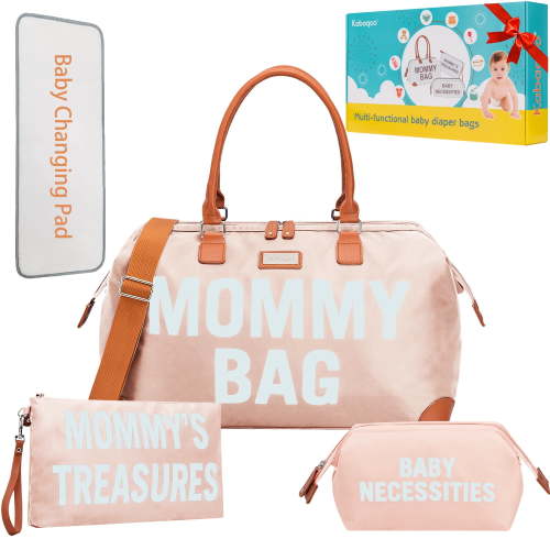Kabaqoo Mommy Hospital Bag for Labor and Delivery, Waterproof Diaper Bag Backpack with 2 Organizing Pouches, Pink