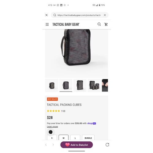 3 Size Medium Packing Cubes by Tactical Baby Gear