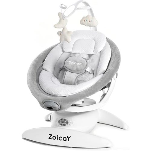 Baby Swing, 3-in-1 Baby Swings for Infants with Motion Detection & Vibration Soother, 360° Rotating Electric Baby Swings with 5 Speeds & 3 Swing Modes, Infant Swing for Baby with 12 Preset Melodies