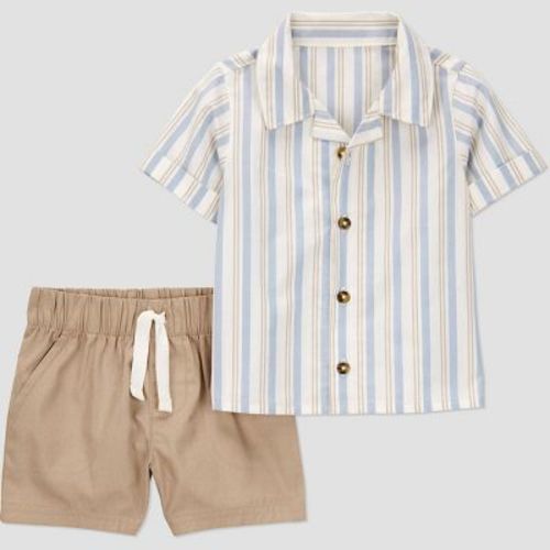 Carter's Just One You® Baby Boys' Striped Top & Shorts Set - Brown Newborn