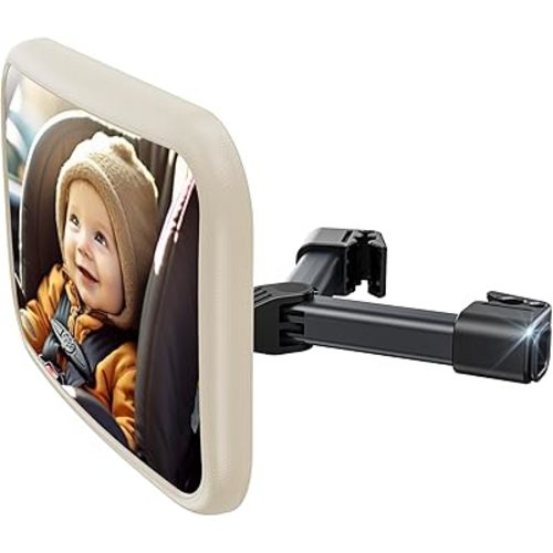 Baby Car Mirror for Baby Hook Clip Design Shake Baby Mirror for Car Seat Mirror Rear Facing Never Shake Easy Install Back Seat Mirror for Baby Crystal Clear View ShatterProof Tested White