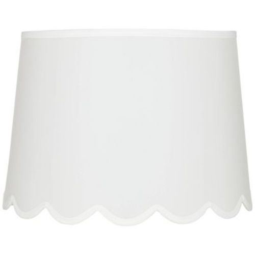 Springcrest Collection Hardback Scallop Empire Lamp Shade White Medium 13" Top x 15" Bottom x 11" High Spider with Replacement Harp and Finial Fitting