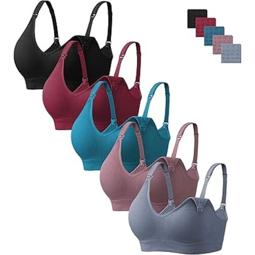 HBselect Nursing Bras for Breastfeeding Women Maternity Bras Seamless Wireless Pregnancy Sleep Bra with Bra Extenders
