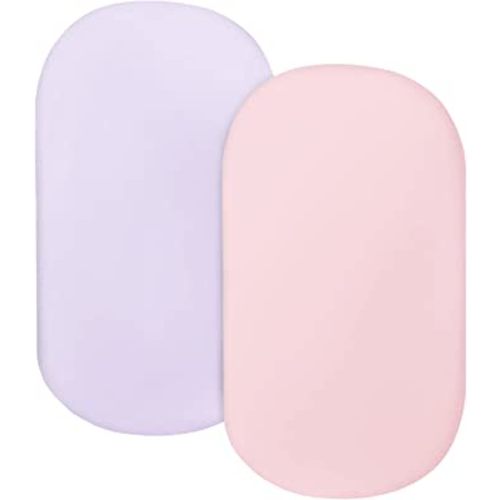 Bassinet Sheets for Baby Girl 2 Pack Bassinet Sheet Fitted Universal Microfiber Soft Cradle Sheets for Oval Rectangle and Hourglass Bassinet Mattress, Pink&Purple