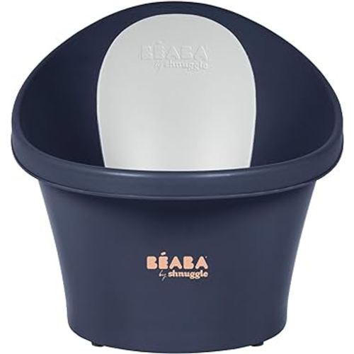 BEABA by Shnuggle Baby Bath Tub with Little Baby Bum Bump Support and Cozy Foam Back Rest, Baby Tub, Infant Bathtub, Baby Essentials 0-12Mths Midnight