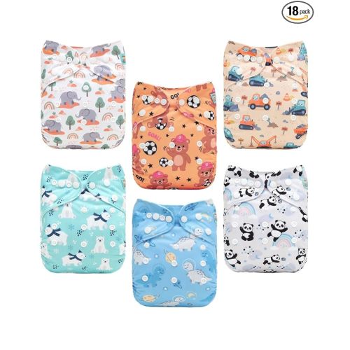 ALVABABY Baby Cloth Diapers 6 Pack with 12 Inserts 6DM142A