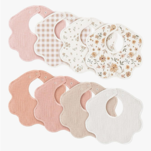 Konssy Muslin Baby Bibs 100% Cotton Absorbent Bandana Drool Bibs for Teething and Drooling, 6-Pack for Baby Boys & Girls