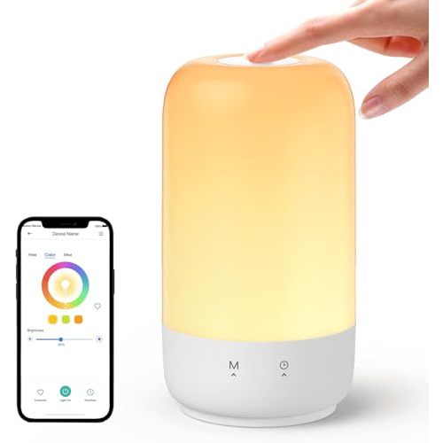 meross Smart Table Lamp for Bedroom, Smart Lamp Works with Homekit and Alexa, WiFi LED Nightstand Lamp with Tunable White & Dimmable RGBW, Schedule and Timer, Voice App Touch Control