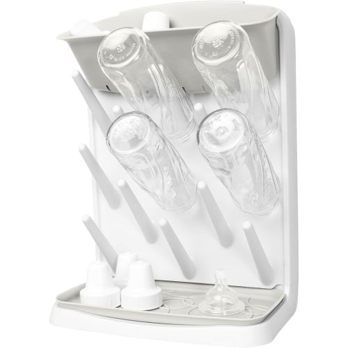 Ubbi Vertical Baby Bottle Drying Rack, Space Saving Countertop Drying Rack Baby Organizer, Oat