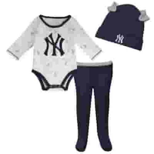Newborn & Infant Navy/White New York Yankees Dream Team Bodysuit Hat & Footed Pants Set