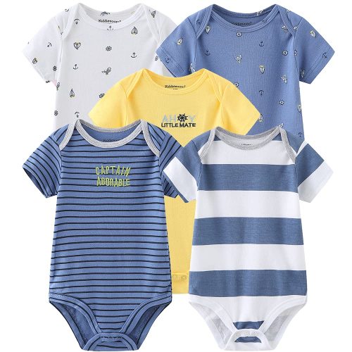 Kiddiezoom Unisex Baby 5-Pack Short-Sleeve Bodysuit
