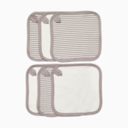 Small Story Organic Cotton Washcloth (6 Pack) - Grey Stripe, 6