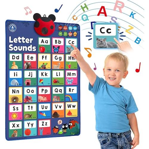 LEARNING BUGS Press to Learn Phonics, Interactive Letters and Sounds Talking Poster, Preschool & Kindergarten Learn to Read, Ages 3+