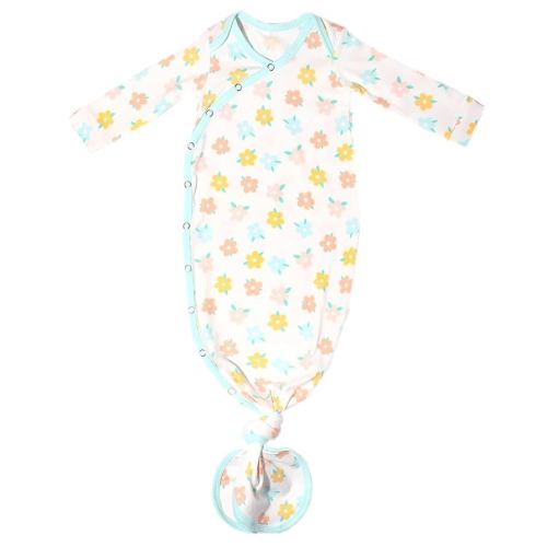 Copper Pearl Baby Gown - Knotted Newborn Sleepers for Baby Boy and Girl, Soft Stretchy Long Sleeve Infant Gowns with Bottom Tie and Hand Mittens, Perfect Hospital Coming Home Outfit (Daisy)
