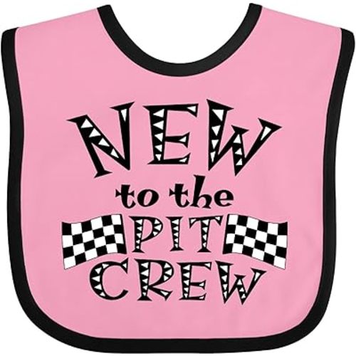 inktastic New To the Pit Crew Racing Flags Baby Bib
