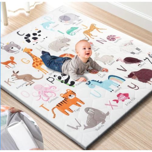 TINYHARBO Premium Foam Baby Play Mat 50" x 50" – Removable & Machine Washable Cover, Extra Thick Padding Playpen Mat, Non-Slip Crawling Mat, Easy to Clean for Infants, Toddlers & Babies