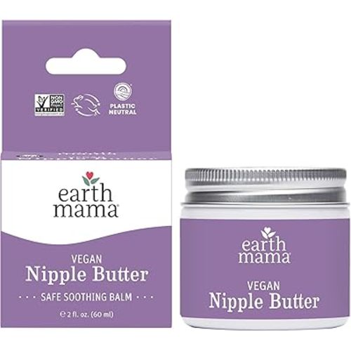 Earth Mama Vegan Nipple Butter | Cruelty-Free Breastfeeding Cream for Nursing Mamas | No Lanolin, 2-Ounce