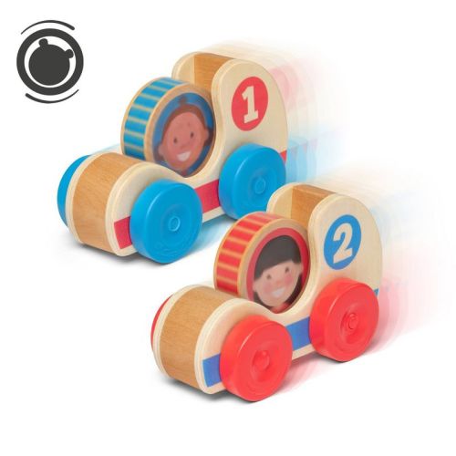 Melissa & Doug GO Tots Wooden Race Cars (2 Cars, 2 Disks)