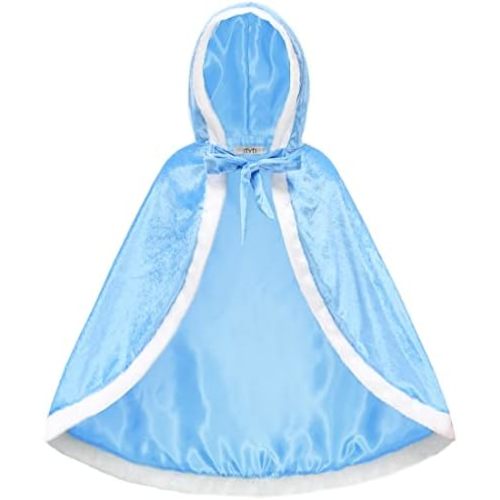 Princess Cloak with Hood Girls Cape Kid Toddler Costume Dress up for Halloween Christmas Carnival Cosplay