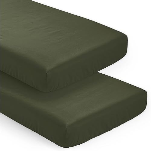 Sweet Jojo Designs Solid Dark Green Gender Nuetral Boy Girl Baby Fitted Crib Sheet Set Nursery Soft Infant Newborn Fits Standard Mattress Toddler Bed Hunter Forest Olive for Rustic Deer Woodland Camo