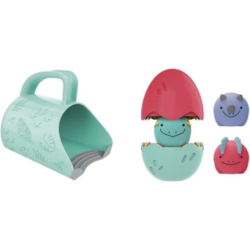 Dr. Brown's CleanUp Dino-Pour Bath Rinse Cup, 0m+ with Dr. Brown's CleanUp Float & Hatch Dino Eggs Nesting Bath Toy, 6m+, BPA Free, Certified Plastic Neutral