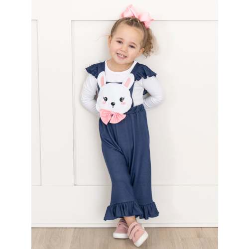 6-12 Bunny Chambray Flutter Sleeve Ruffle Jumpsuit