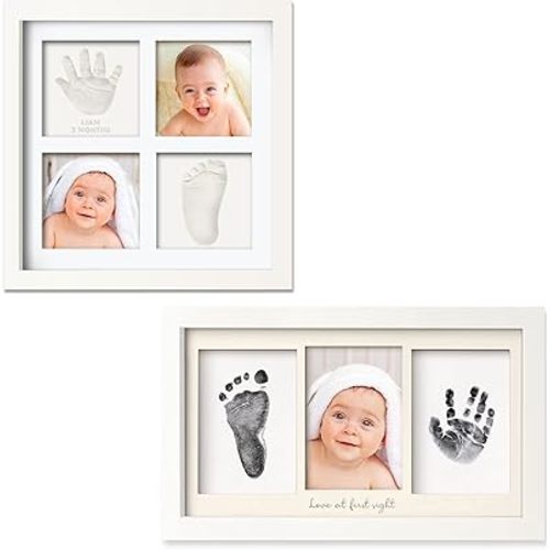 KeaBabies Baby Hand and Footprint Kit and Inkless Baby Hand And Footprint Kit Frame - Baby Footprint Kit - Personalized Baby Picture Frame for Newborn - Baby Girl Gifts - Mess Free Baby Frame