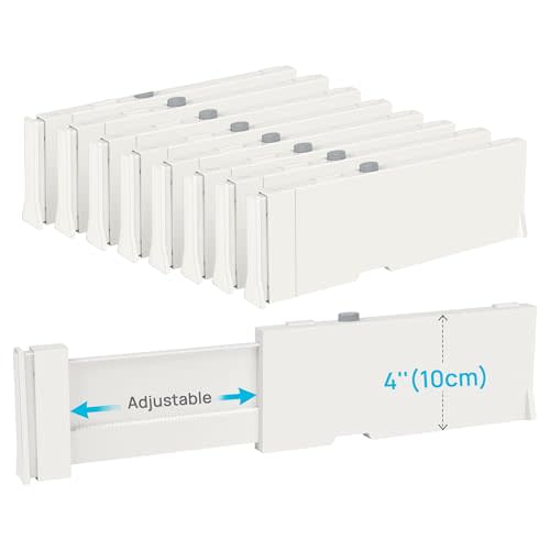 Vtopmart Drawer Dividers for Clothes 8 Pack, Adjustable 4" High Expandable from 11.3"-17" Dresser Drawer Organizer, Plastic Drawers Separators for Dresser, Baby Clothes, Kitchen and Office Storage