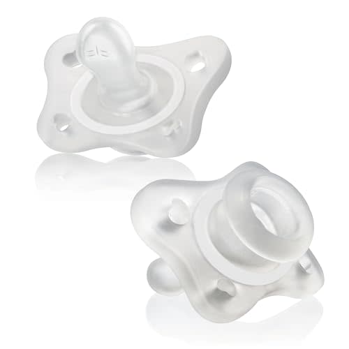 Chicco PhysioForma 100% Soft Silicone Mini One Piece Pacifier for Babies 0-2 Months | BPA & Latex Free | Reusable Sterilizing Case | 2pk