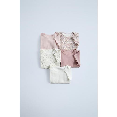 FIVE PACK OF FLORAL BODYSUITS - Pink / Mauve | ZARA United States