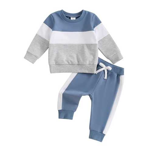 Little Boy Color Block Sweatshirt 2-Piece Outfit Set – The Trendy Toddlers