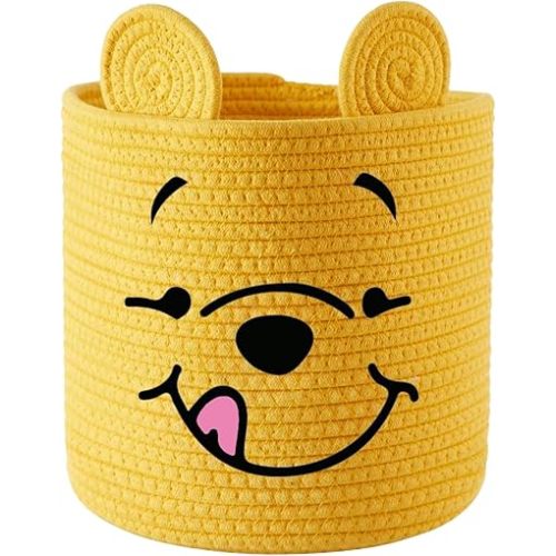Winnie Storage Basket Baby Shower Storage Bins Handemade Woven Cotton Laundry Hamper Collapsible Storage Box For Bathroom Bedroom Stuff Cloth Baby Toys