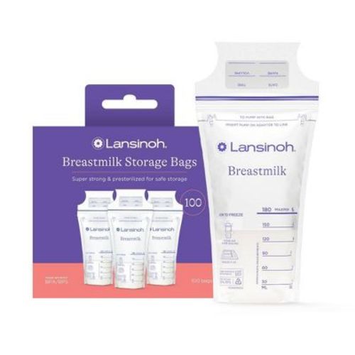 Lansinoh Breast Milk Storage Bags, Fast Freeze & Thaw Breast Milk Bags For Baby Bottle Feeding - 50ct/6oz