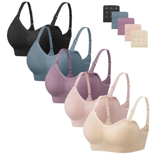 habibee Lot de 5 soutiens-gorge d'allaitement sans couture pour femme avec coussinets amovibles