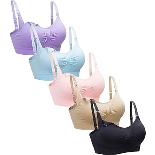 Suekaphin 5PACK Nursing Bra Wireless Bra Women's Sleeping Maternity Bra Breastfeeding Bra