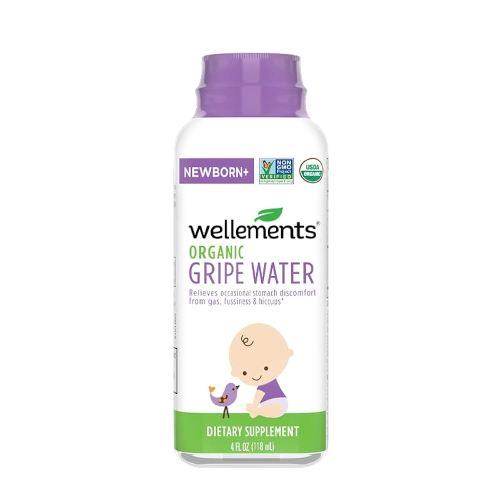 Wellements Organic Gripe Water | Relieves Occasional Stomach Discomfort from Baby Gas, Colic, Hiccups and Fussiness | Certified Organic and Non-GMO | No Artificial Flavors | 4 Fl Oz. | Ages Newborn+