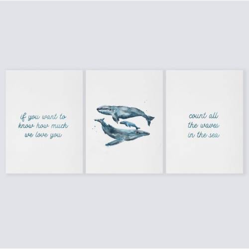 Count All the Waves in the Sea Whale Watercolor Print Set for - Etsy We- 2big, 1 little. 11x14