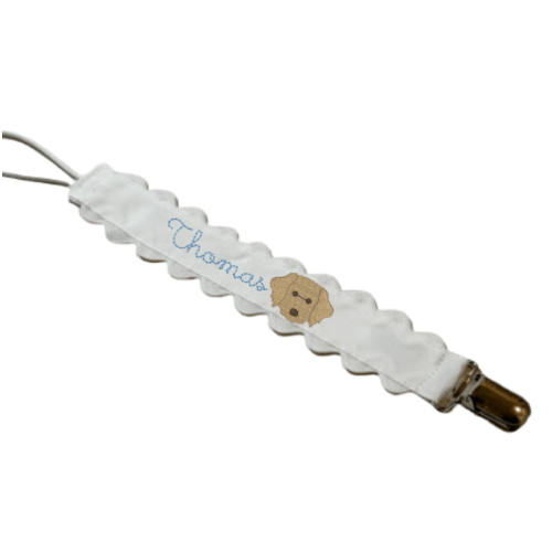 White Pacifier Clip | Palmer Kate Embroidery