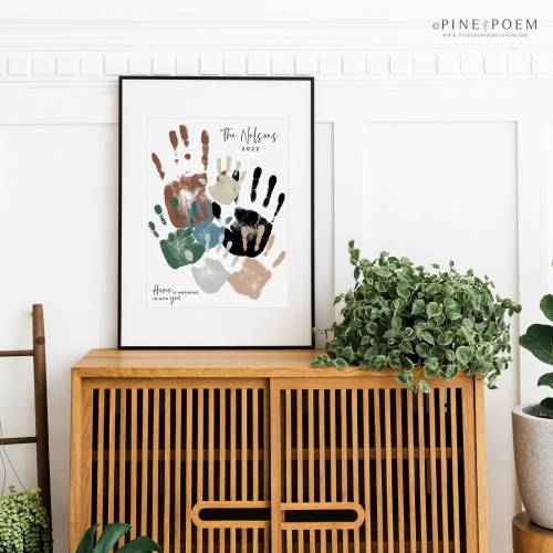 Family Handprint Art, Personalized Gift for Dad, Mom, Grandparents, Parents, Mother&#39;s Father&#39;s Day, 8x10, 11x14 or 13x19 in UNFRAMED